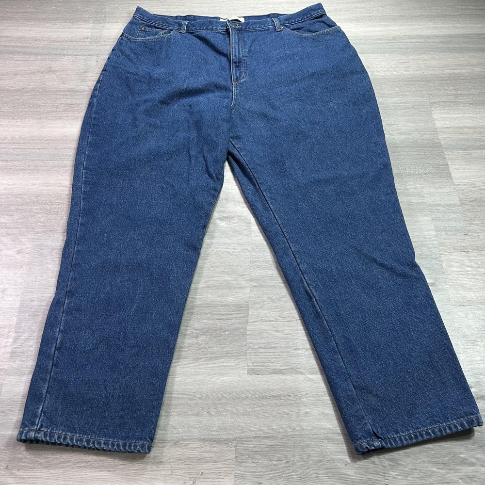 VTG L.L.Bean Double L Jeans Womens 22W Blue High Rise Flannel‎ Lined Straight